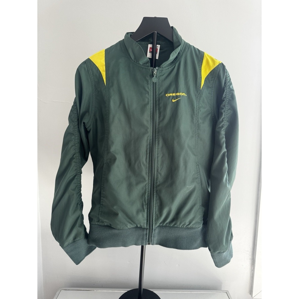 Nike Team Oregon Ducks Jacket‎ Women M Green Full Zip Athletic Track Coat